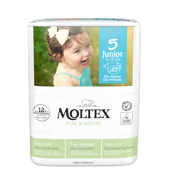 Moltex Pure & Nature Disposable Nappies - Junior - Size 5 - Pack of 25