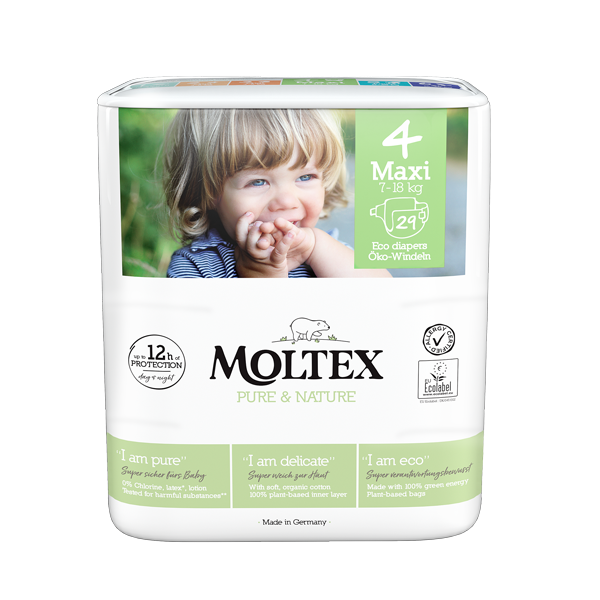 Moltex Pure & Nature Disposable Nappies - Maxi - Size 4 - Pack of 29